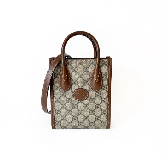 Gucci Retro Mini Tote Bag in GG Supreme Canvas and Leather